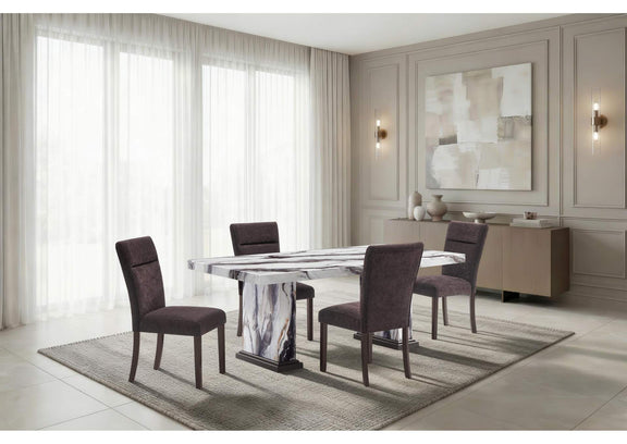 D8212DT+D8212DC-BRWN_7_PC D8212 DINING TABLE WITH 6 D8212 DINING CHAIRS BROWN
