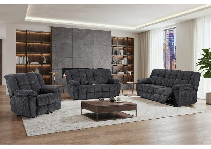 U6000-BLACK-RS_CRLS-N U6000 BLACK RECLINING SOFA - CONSOLE RECLINING LOVESEAT