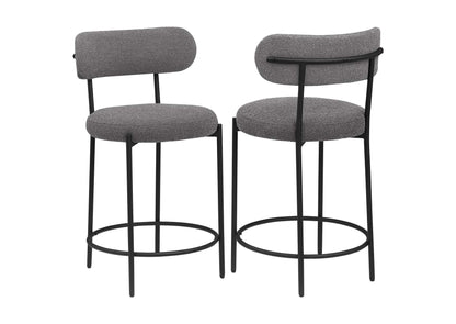 108198 Viola Boucle Upholstered Counter Chair Grey (Set of 2)