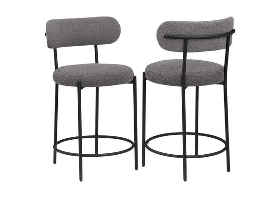 108198 Viola Boucle Upholstered Counter Chair Grey (Set of 2)