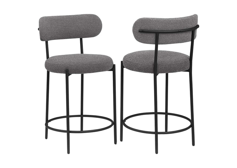 108198 Viola Boucle Upholstered Counter Chair Grey (Set of 2)