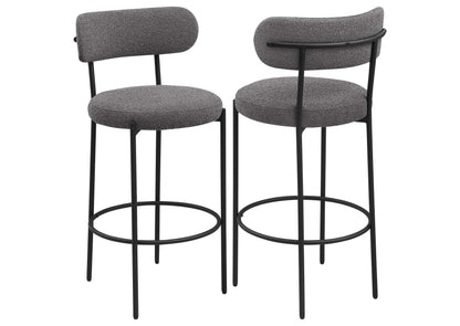 108199 Viola Boucle Upholstered Bar Chair Grey (Set of 2)