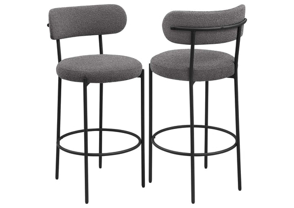 108199 Viola Boucle Upholstered Bar Chair Grey (Set of 2)