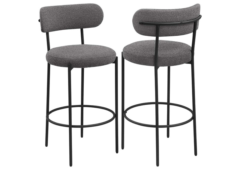 108199 Viola Boucle Upholstered Bar Chair Grey (Set of 2)