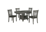 108211-S5 Lavon 5-piece Oval Extension Leaf Dining Set Medium Grey