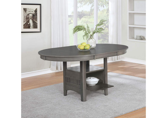 108211 Lavon Oval 60-inch Wood Extension Leaf Dining Table Medium Grey