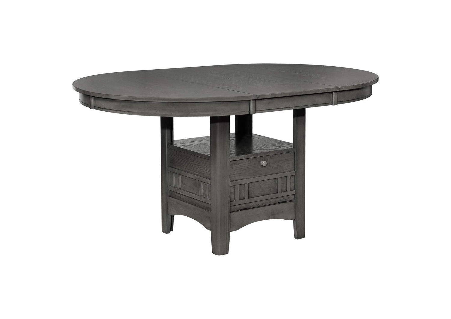 108211 Lavon Oval 60-inch Wood Extension Leaf Dining Table Medium Grey