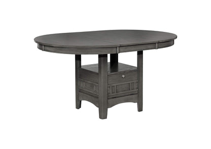 108211 Lavon Oval 60-inch Wood Extension Leaf Dining Table Medium Grey