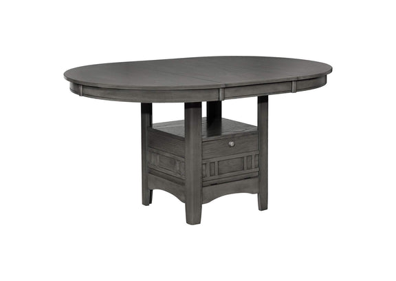 108211 Lavon Oval 60-inch Wood Extension Leaf Dining Table Medium Grey