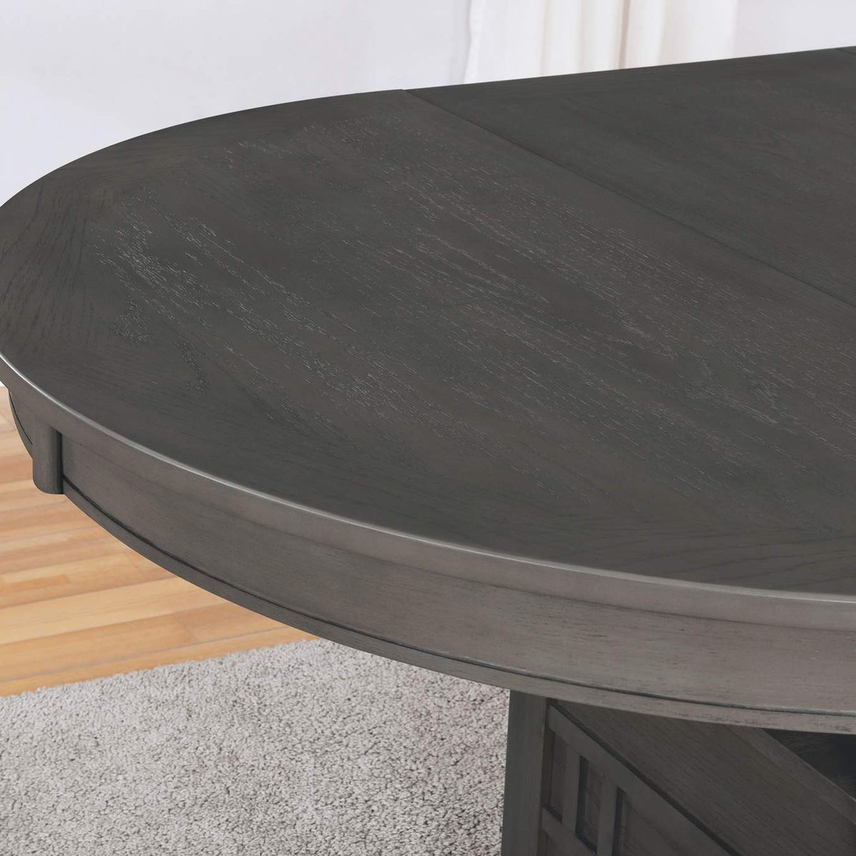 108211 Lavon Oval 60-inch Wood Extension Leaf Dining Table Medium Grey