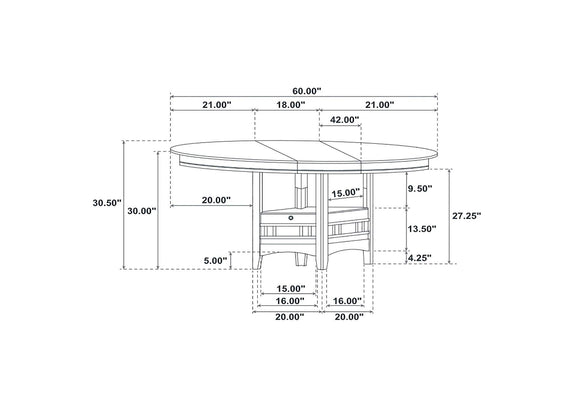 108211 Lavon Oval 60-inch Wood Extension Leaf Dining Table Medium Grey