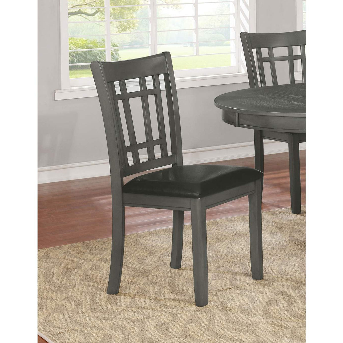 108212 Lavon Wood Dining Side Chair Black and Medium Grey (Set of 2)