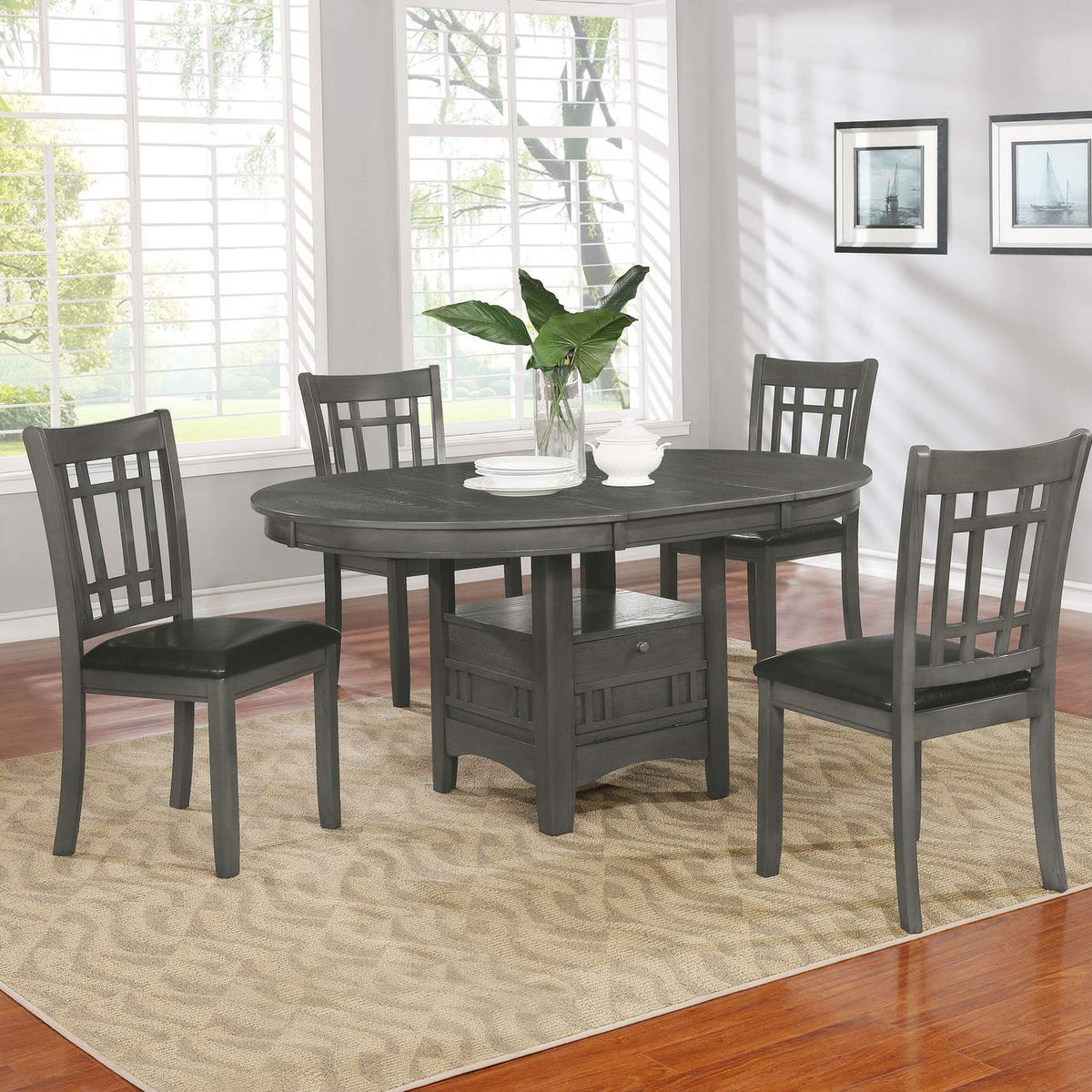 108212 Lavon Wood Dining Side Chair Black and Medium Grey (Set of 2)