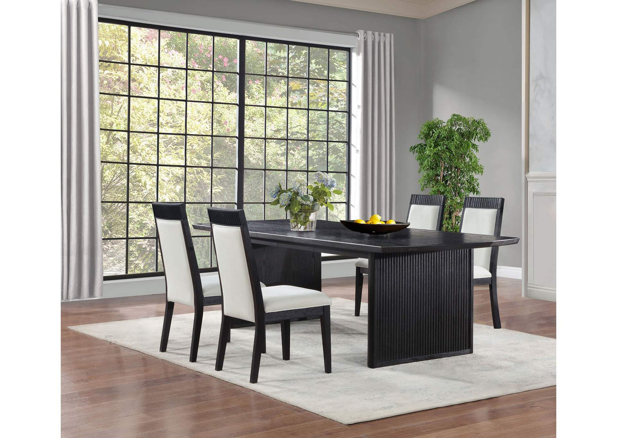 108231-S5A Brookmead 5-piece Extension Leaf Dining Table Set Black