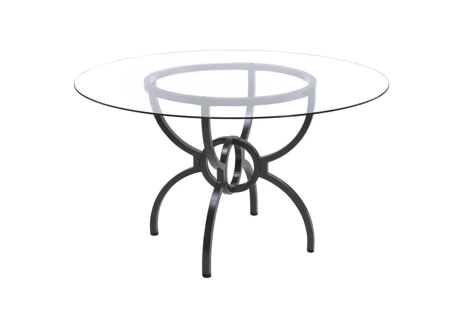 Aviano Round 48-inch Glass Top Metal Dining Table Gunmetal