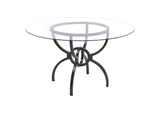 Aviano Round 48-inch Glass Top Metal Dining Table Gunmetal