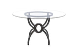 108291BG Aviano Round 48-inch Glass Top Metal Dining Table Gunmetal