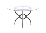 108291BG Aviano Round 48-inch Glass Top Metal Dining Table Gunmetal