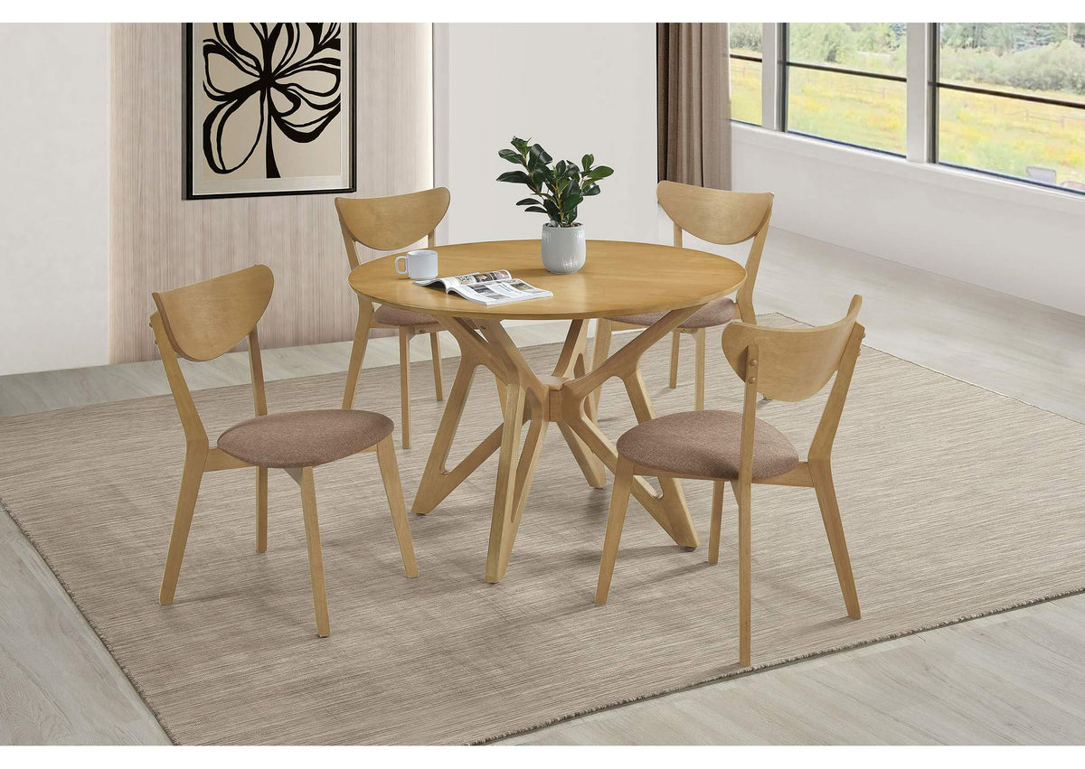 Elowen 5-piece Round Solid Wood Dining Set Light Walnut