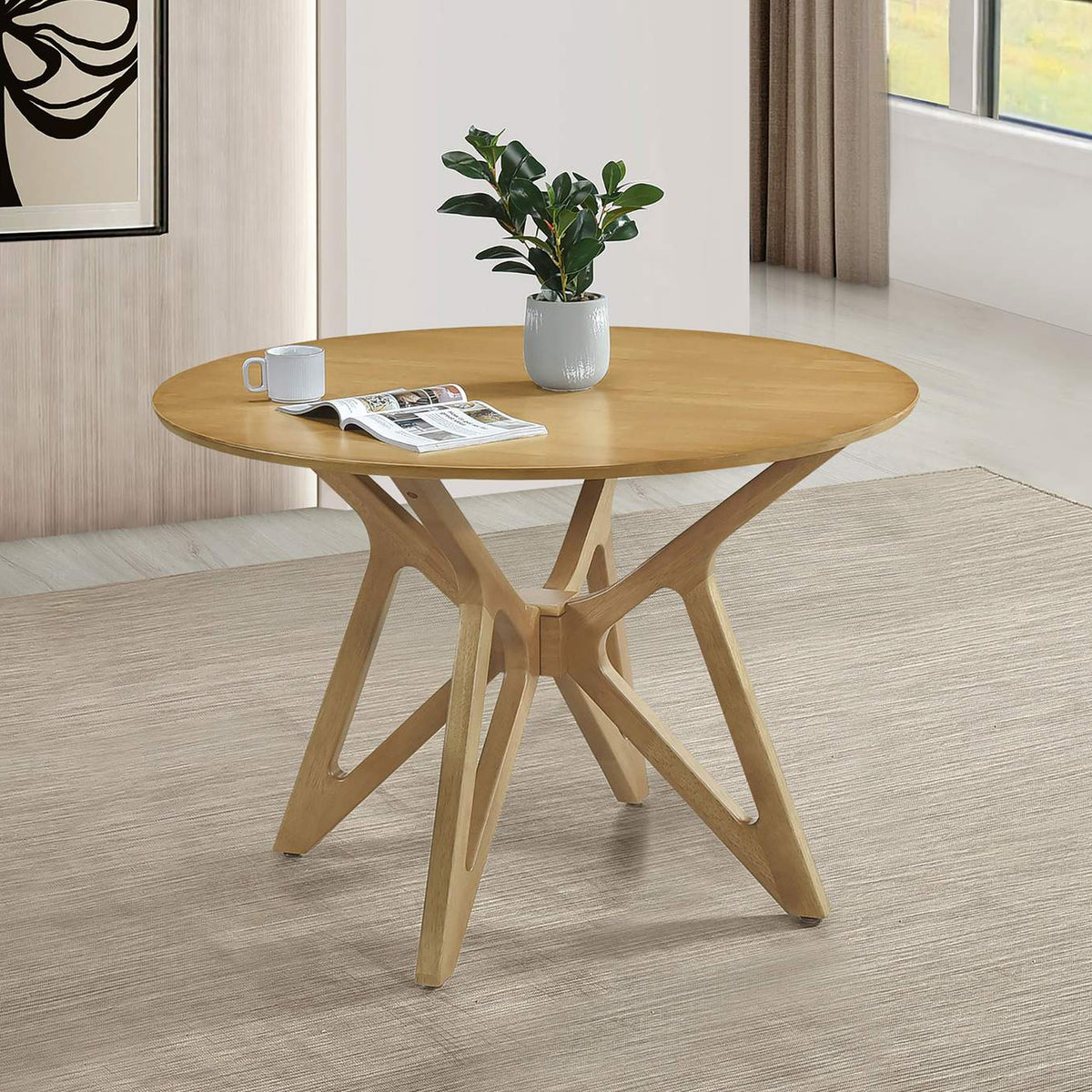 108440 Elowen Round 42-inch Solid Wood Dining Table Light Walnut