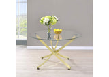 108441 Beckham Round 46-inch Glass Top Dining Table Brass