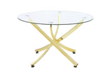Beckham Round 46-inch Glass Top Dining Table Brass