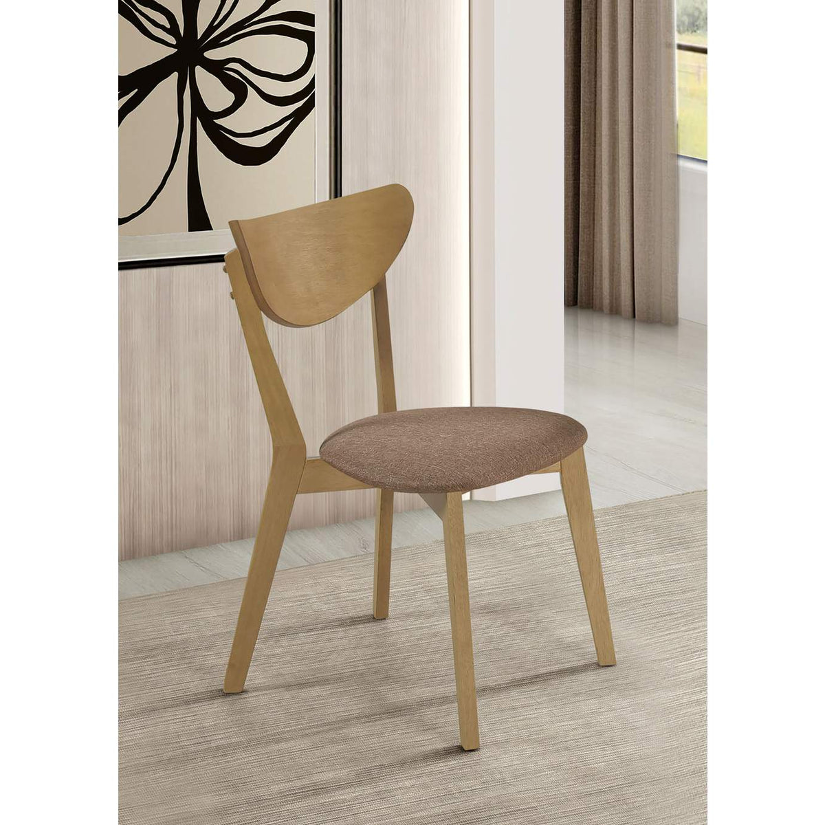108442 Elowen Wood Dining Side Chair Light Walnut (Set of 2)