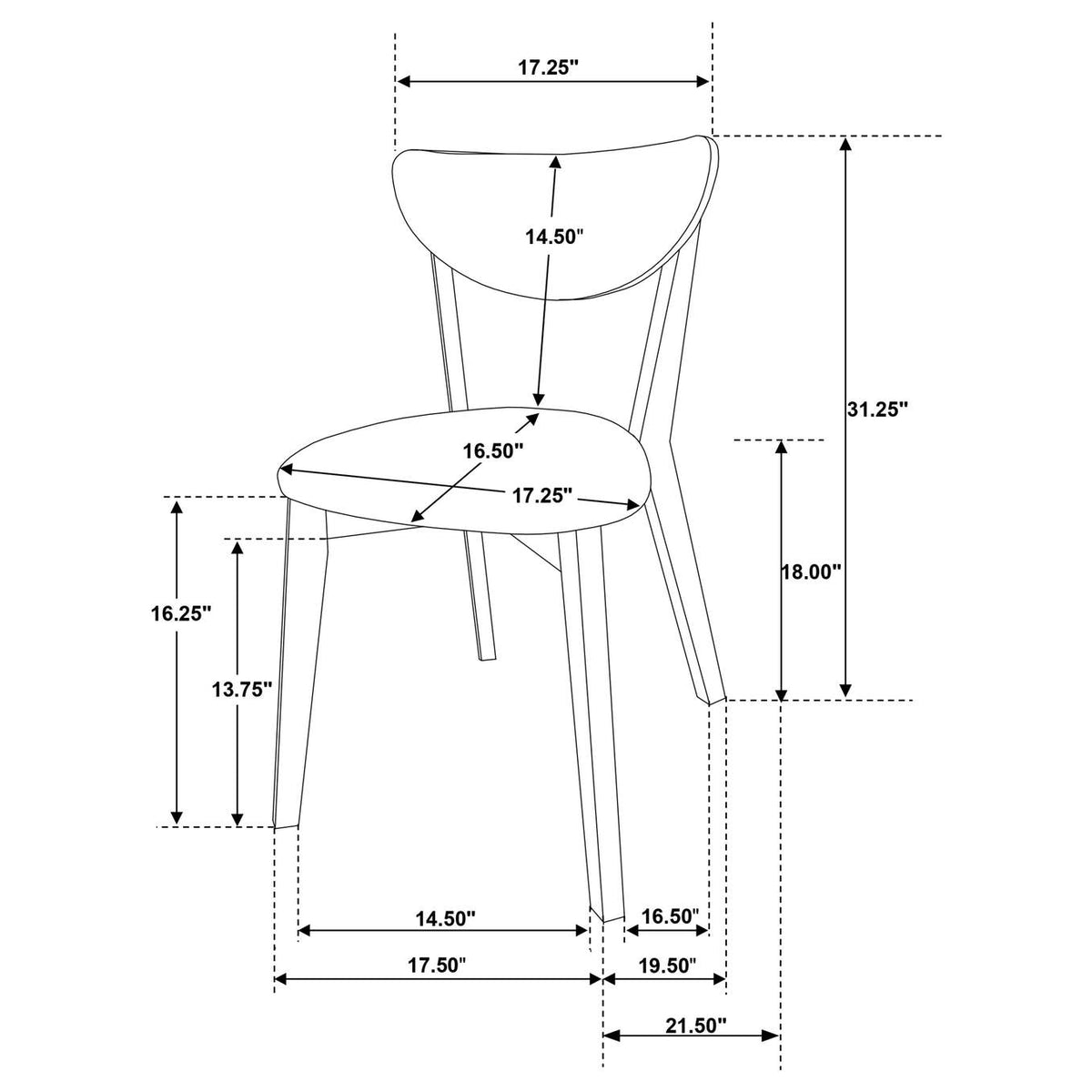 108442 Elowen Wood Dining Side Chair Light Walnut (Set of 2)