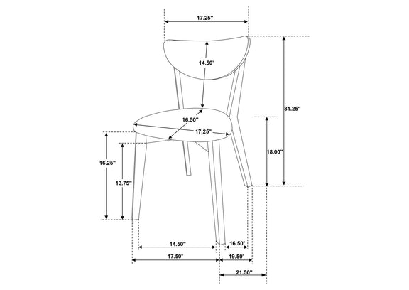 108442 Elowen Wood Dining Side Chair Light Walnut (Set of 2)