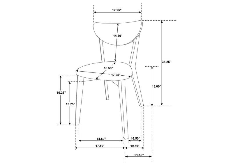 108442 Elowen Wood Dining Side Chair Light Walnut (Set of 2)