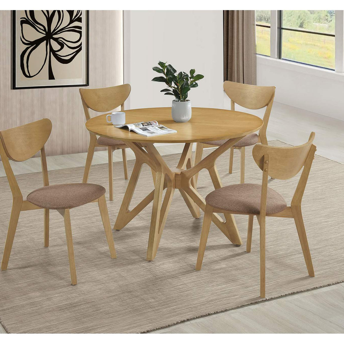 108442 Elowen Wood Dining Side Chair Light Walnut (Set of 2)