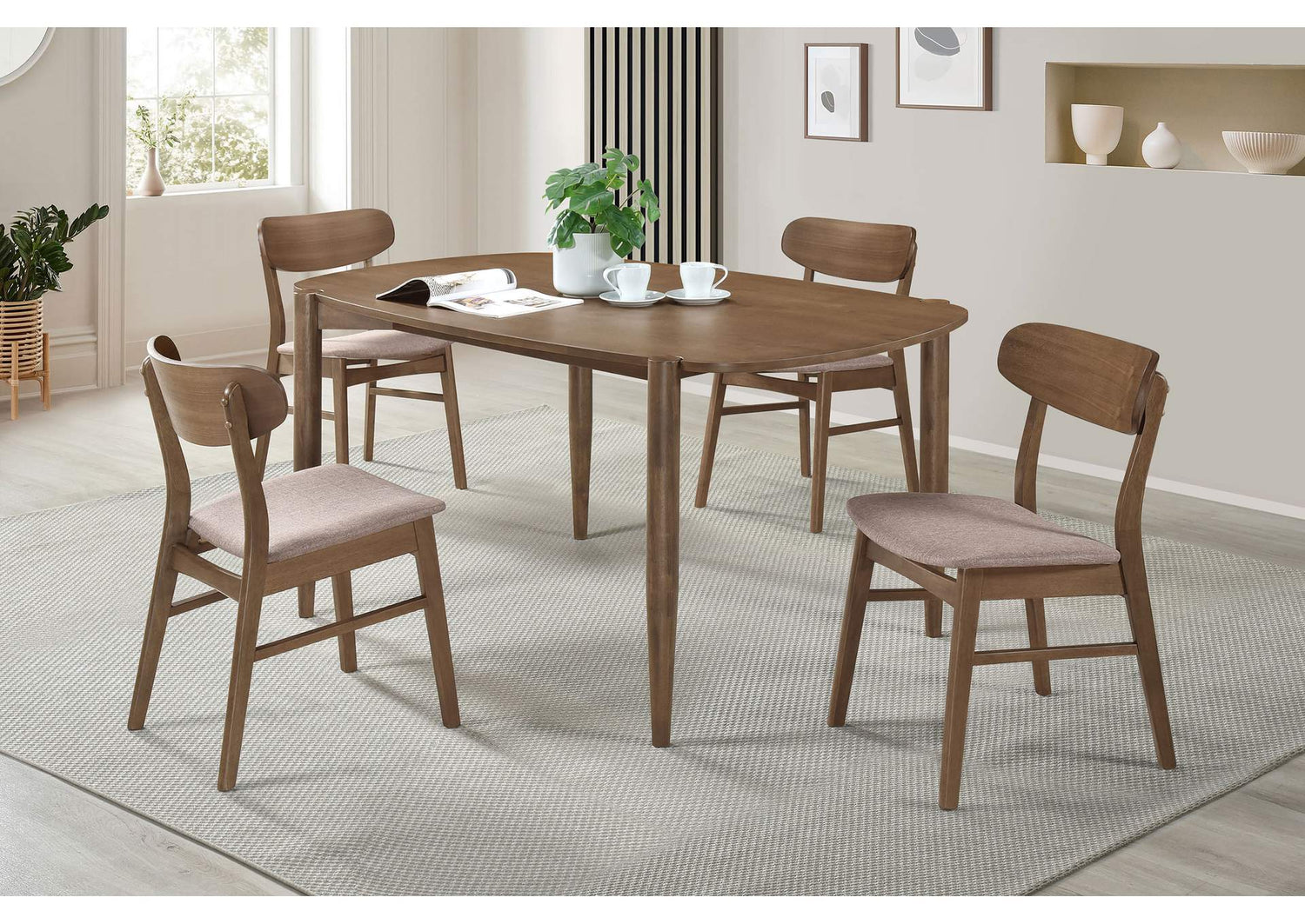 Dortch 5-piece Oval Solid Wood Dining Set Walnut