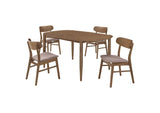 108461-S5 Dortch 5-piece Oval Solid Wood Dining Set Walnut