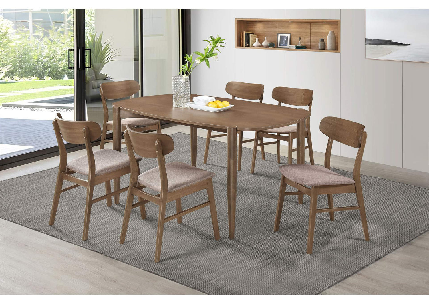 Dortch 7-piece Oval Solid Wood Dining Set Walnut