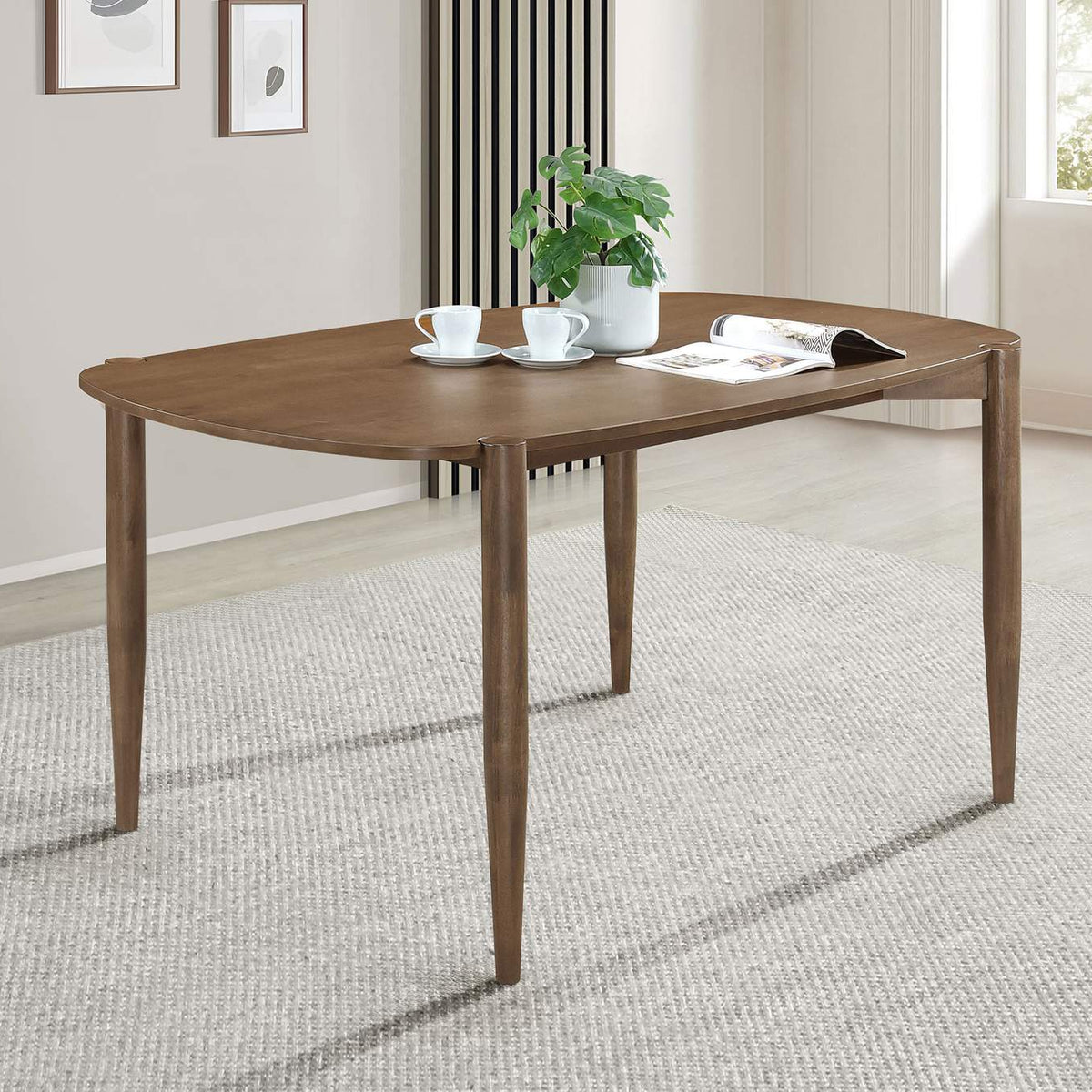 108461 Dortch Oval 63-inch Solid Wood Dining Table Walnut