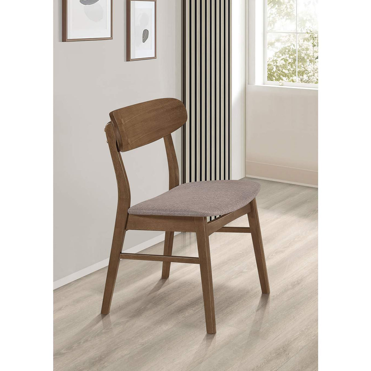 108462 Dortch Dining Side Chair Walnut and Brown (Set of 2)