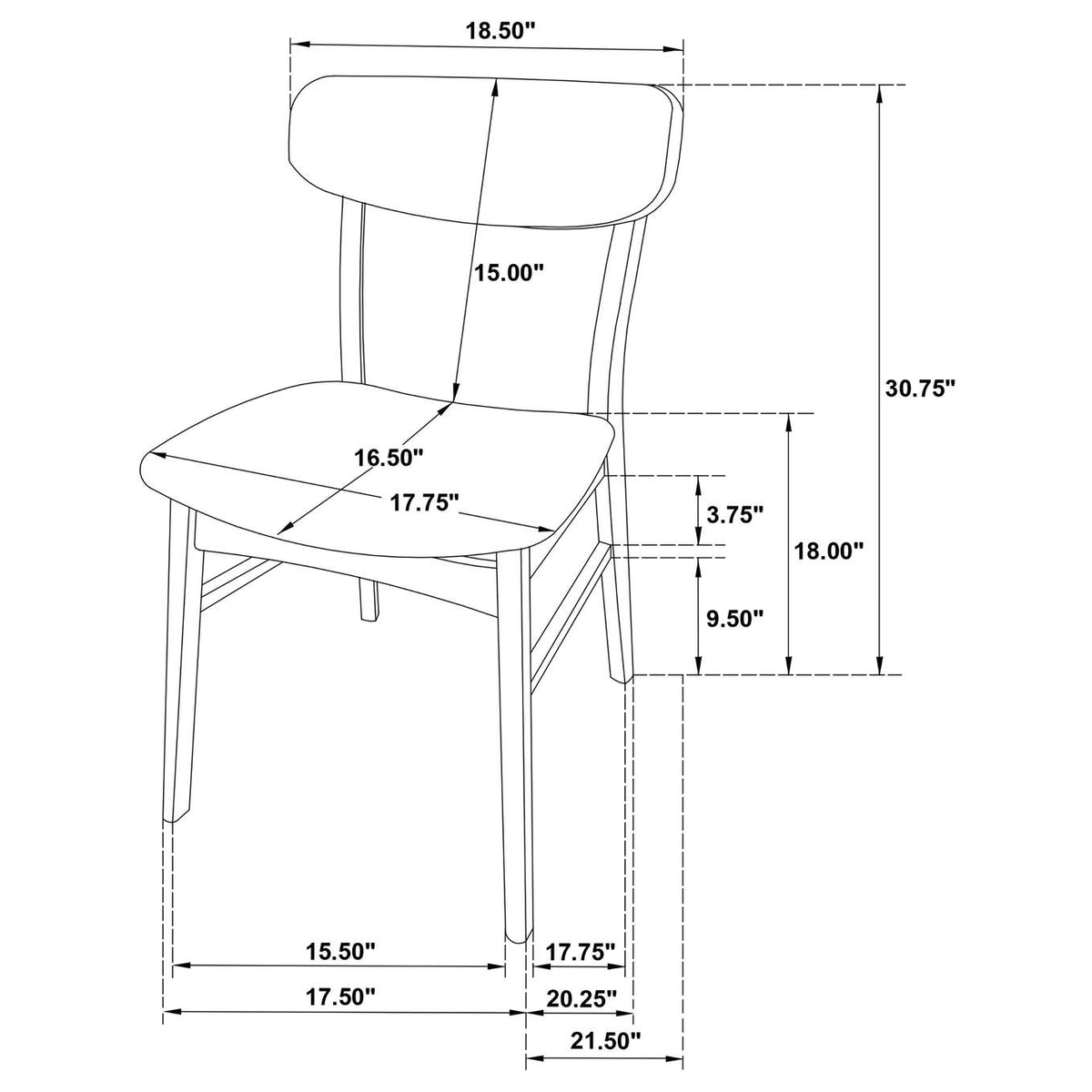 108462 Dortch Dining Side Chair Walnut and Brown (Set of 2)