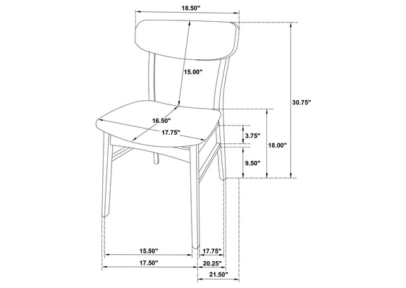 108462 Dortch Dining Side Chair Walnut and Brown (Set of 2)