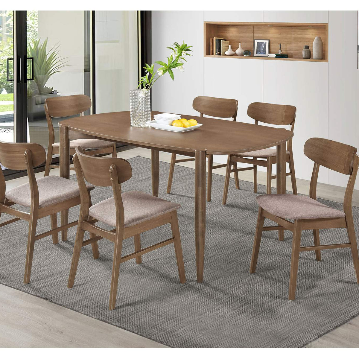 108462 Dortch Dining Side Chair Walnut and Brown (Set of 2)
