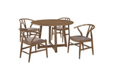108471-S5 Dinah 5-piece Round Solid Wood Dining Set Walnut