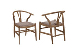 108472 Dinah Wood Wishbone Dining Side Chair Walnut (Set of 2)