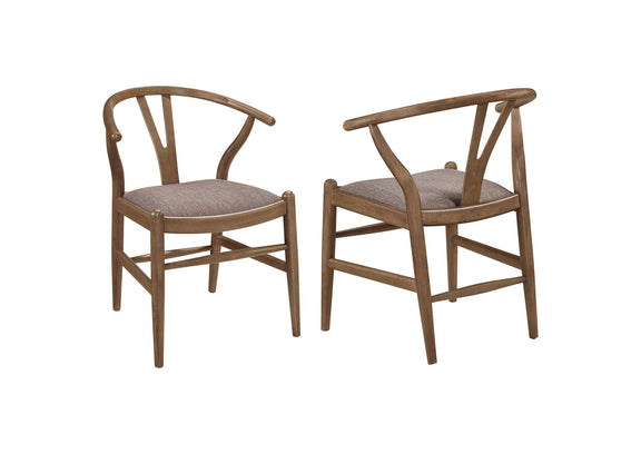 108472 Dinah Wood Wishbone Dining Side Chair Walnut (Set of 2)