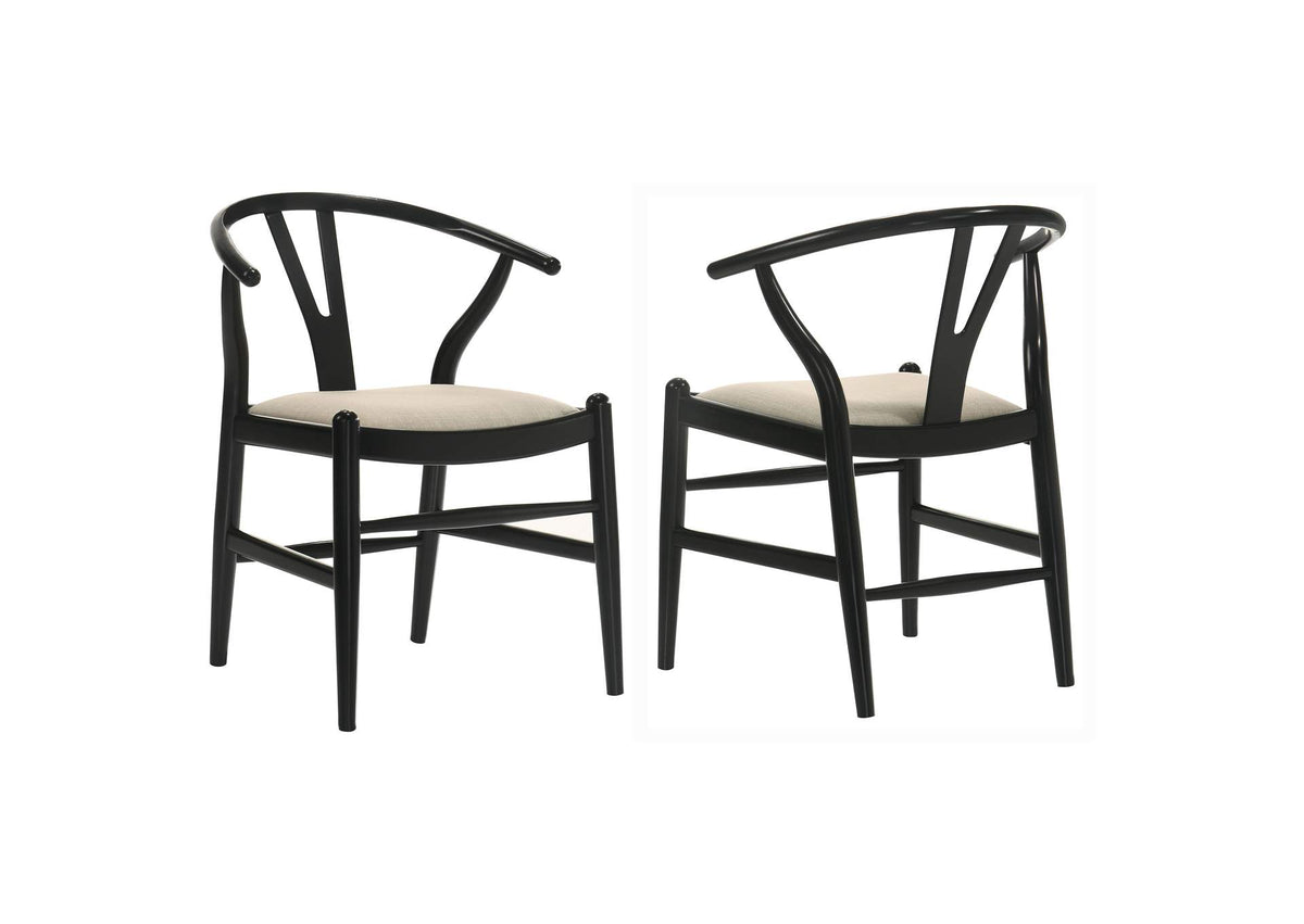 108482 Crestmont Wood Wishbone Dining Side Chair Black (Set of 2)