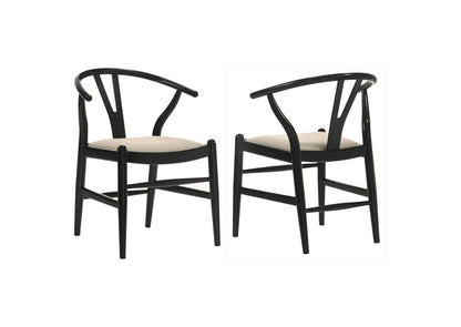 108482 Crestmont Wood Wishbone Dining Side Chair Black (Set of 2)
