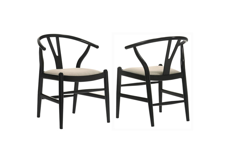 108482 Crestmont Wood Wishbone Dining Side Chair Black (Set of 2)
