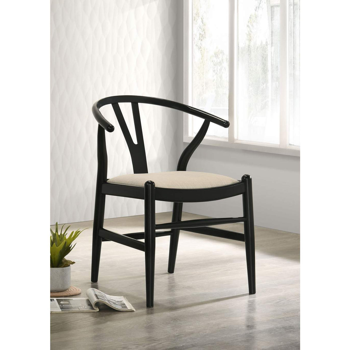 108482 Crestmont Wood Wishbone Dining Side Chair Black (Set of 2)