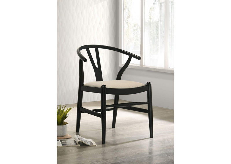 108482 Crestmont Wood Wishbone Dining Side Chair Black (Set of 2)