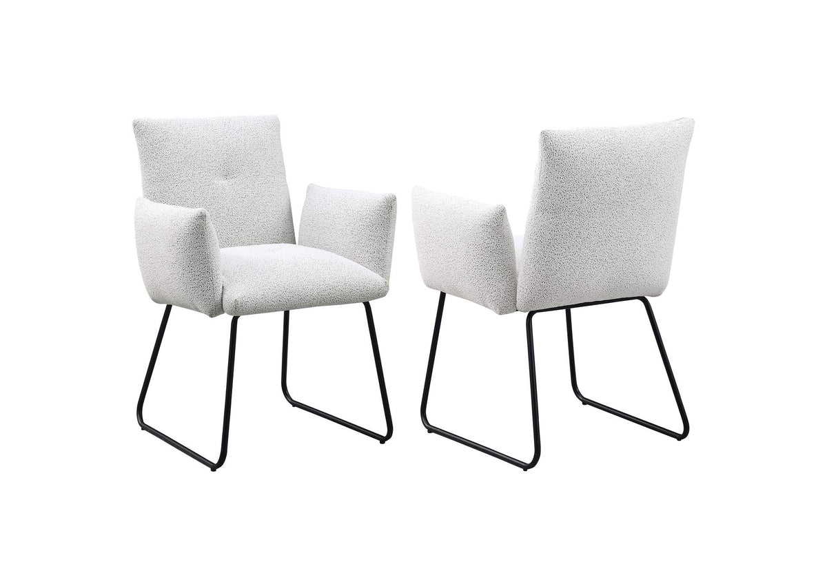 108492 Ackland Upholstered Dining Arm Chair Light Grey (Set of 2)