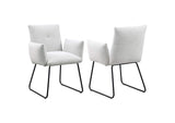 108492 Ackland Upholstered Dining Arm Chair Light Grey (Set of 2)