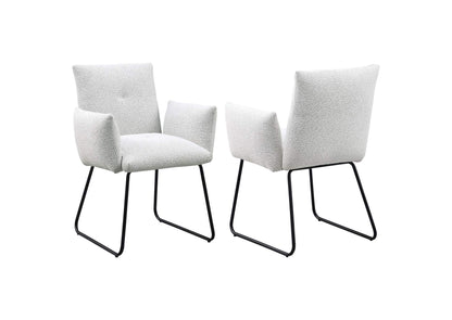 108492 Ackland Upholstered Dining Arm Chair Light Grey (Set of 2)